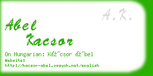 abel kacsor business card